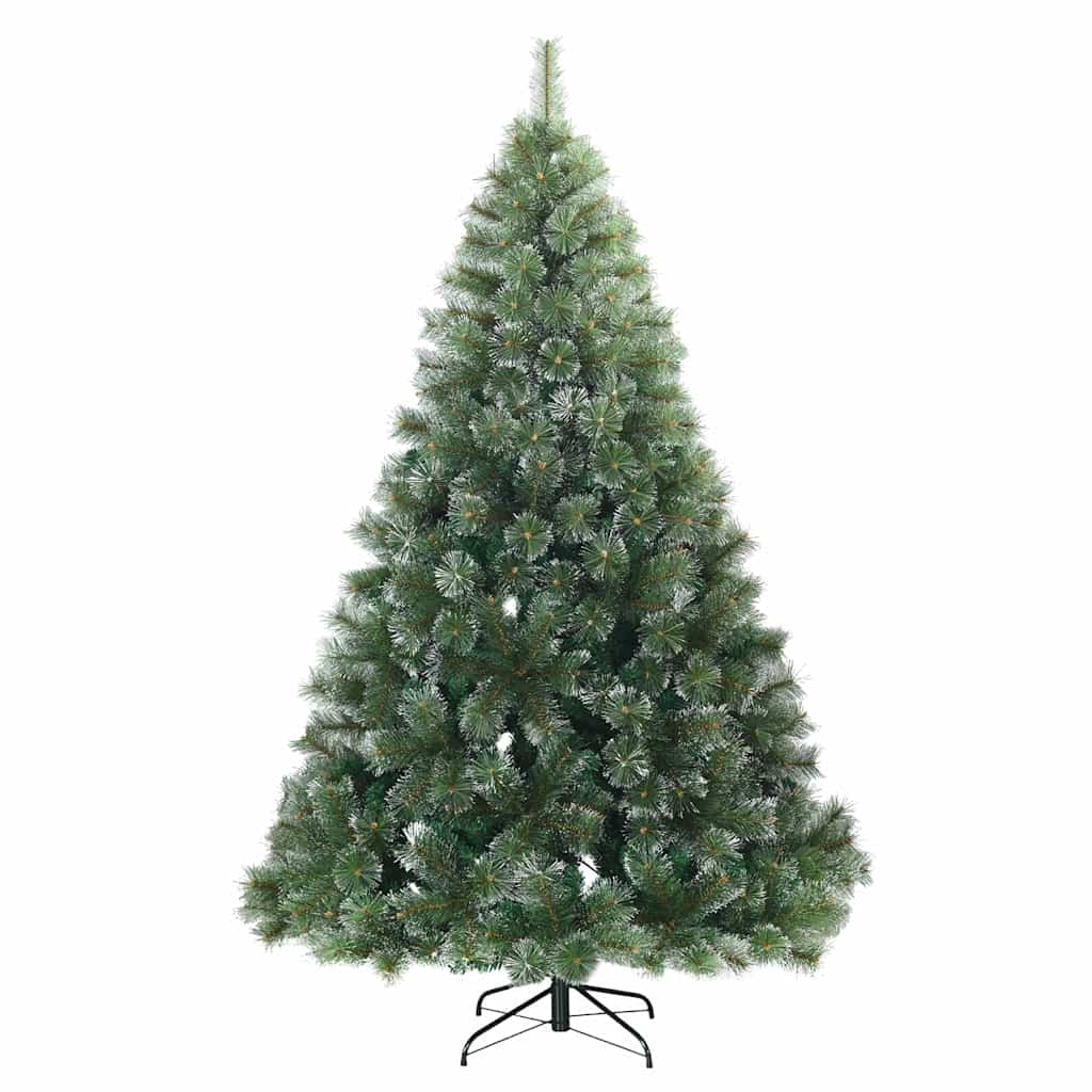 Moderne kunstig hængslet juletræ snebeklædt Hvid 210 cm