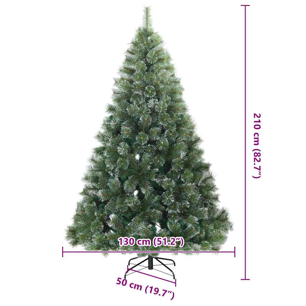 Moderne kunstig hængslet juletræ snebeklædt Hvid 210 cm
