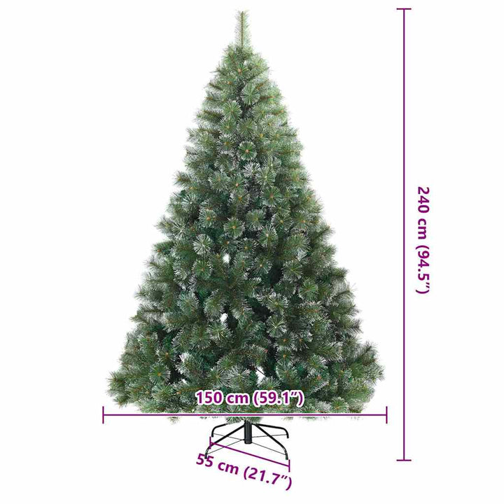 Moderne kunstig hængslet juletræ snebeklædt Hvid 240 cm