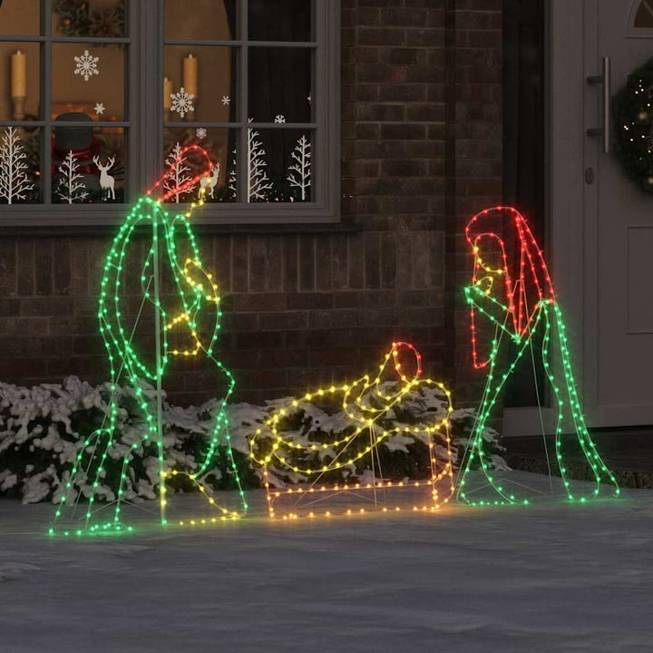 Belyst Krybbescene med 550 LED'er Flerfarvet 112 x 72 cm PVC