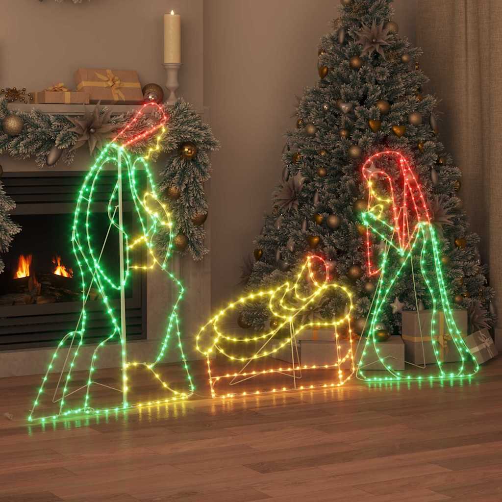 Belyst Krybbescene med 550 LED'er Flerfarvet 112 x 72 cm PVC
