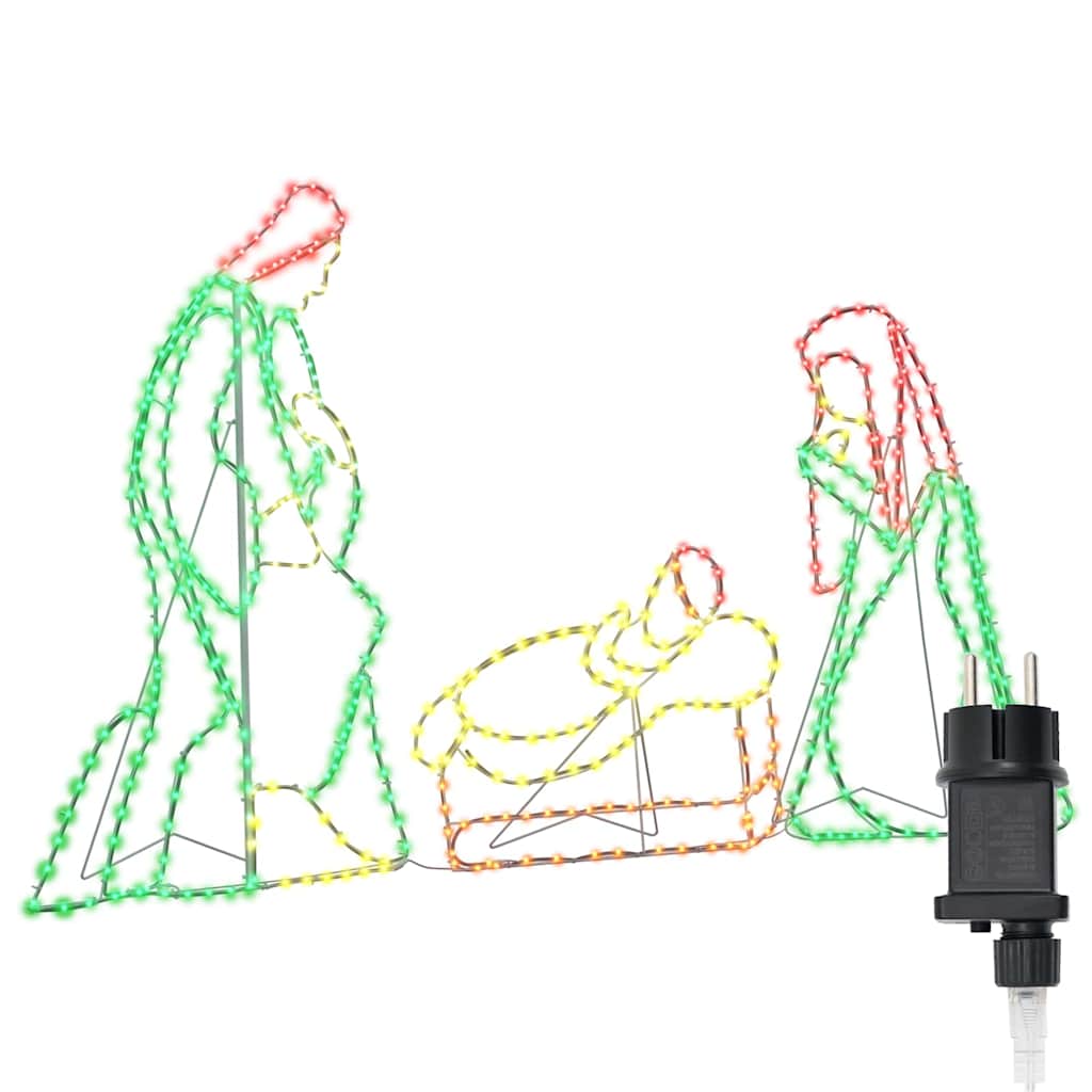 Belyst Krybbescene med 550 LED'er Flerfarvet 112 x 72 cm PVC