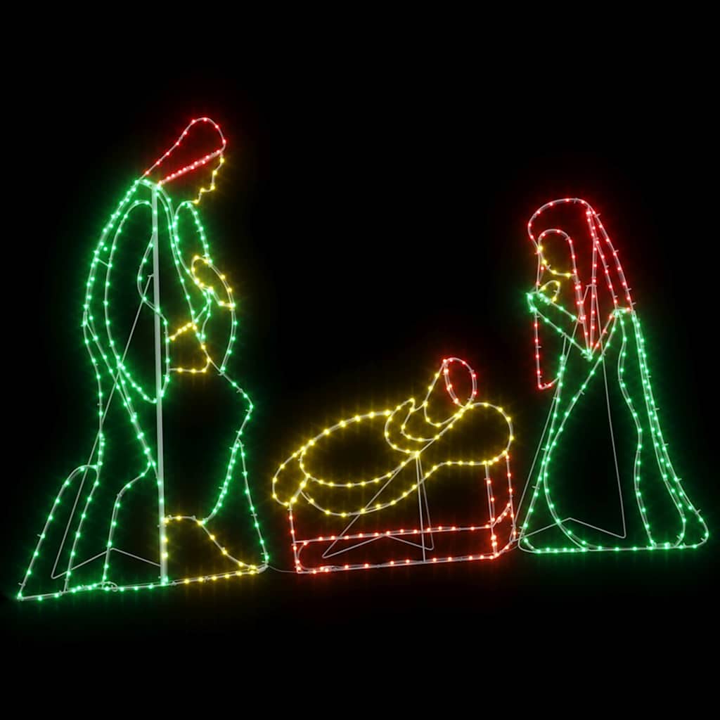 Belyst Krybbescene med 550 LED'er Flerfarvet 112 x 72 cm PVC