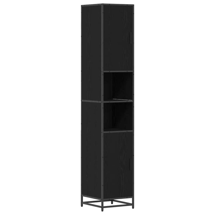 Badeværelsesskab Sort eg 35 x 37,5 x 188,5 cm Konstrueret træ