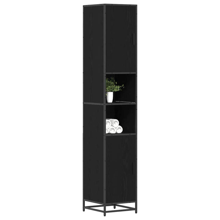 Badeværelsesskab Sort eg 35 x 37,5 x 188,5 cm Konstrueret træ
