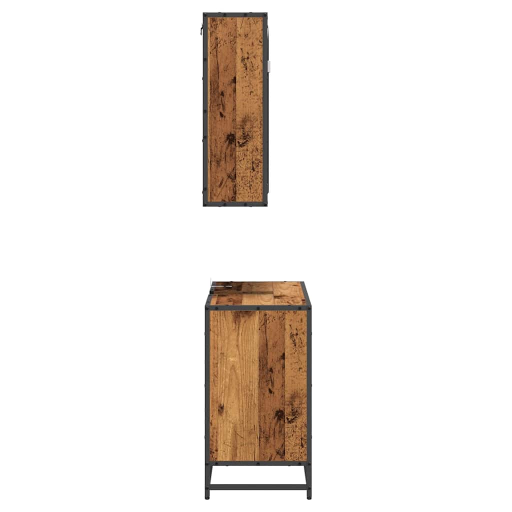 Badeværelsesmøbel sæt med dør 2 pcs Gammelt træ 65 x 33 x 60 cm