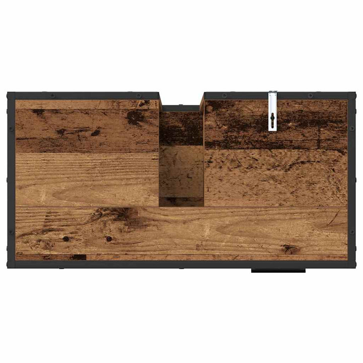 Badeværelsesmøbel sæt med dør 2 pcs Gammelt træ 65 x 33 x 60 cm