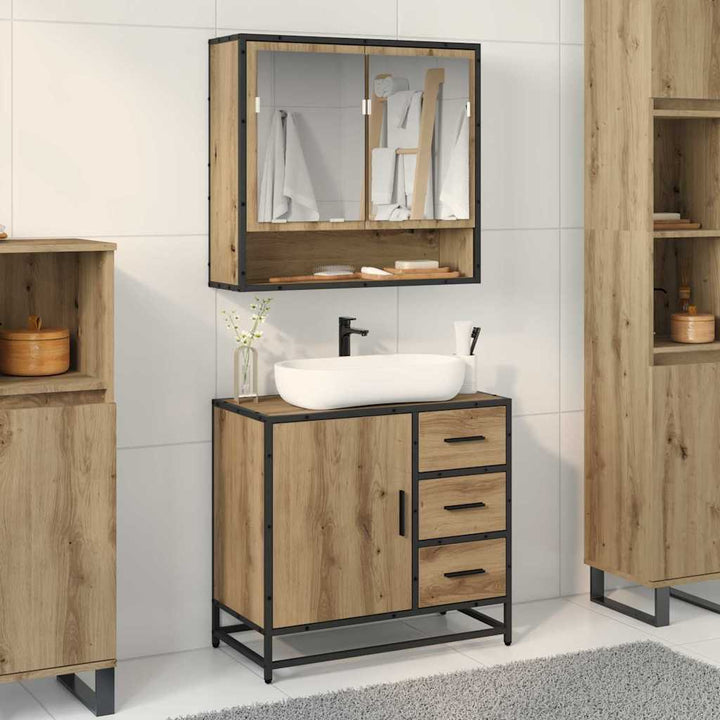 Badeværelsesmøbel sæt med dør 2 pcs artisan eg 65 x 33 x 60 cm