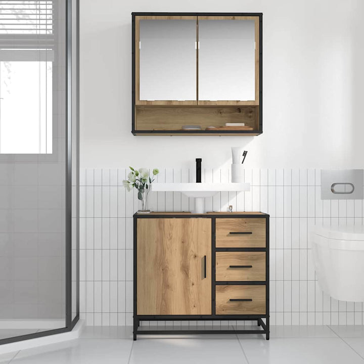 Badeværelsesmøbel sæt med dør 2 pcs artisan eg 65 x 33 x 60 cm