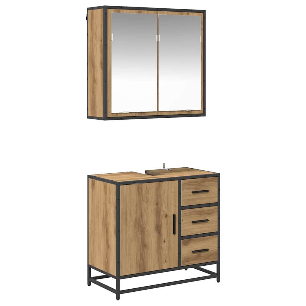 Badeværelsesmøbel sæt med dør 2 pcs artisan eg 65 x 33 x 60 cm