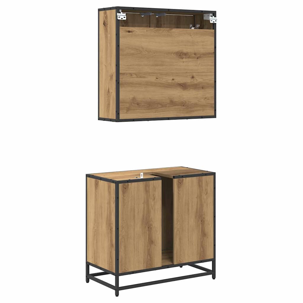 Badeværelsesmøbel sæt med dør 2 pcs artisan eg 65 x 33 x 60 cm