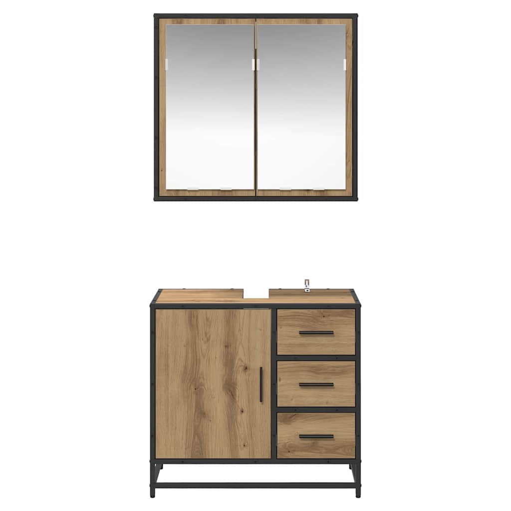 Badeværelsesmøbel sæt med dør 2 pcs artisan eg 65 x 33 x 60 cm