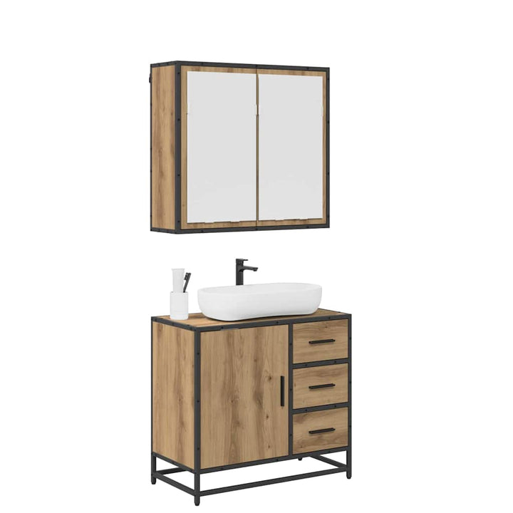 Badeværelsesmøbel sæt med dør 2 pcs artisan eg 65 x 33 x 60 cm