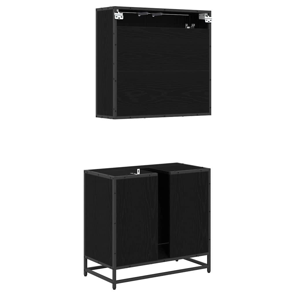 Badeværelsesmøbel sæt med skuffe 2 pcs Sort eg 65 x 33 x 60 cm