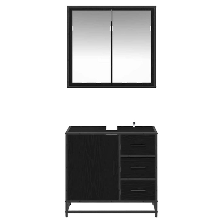 Badeværelsesmøbel sæt med skuffe 2 pcs Sort eg 65 x 33 x 60 cm