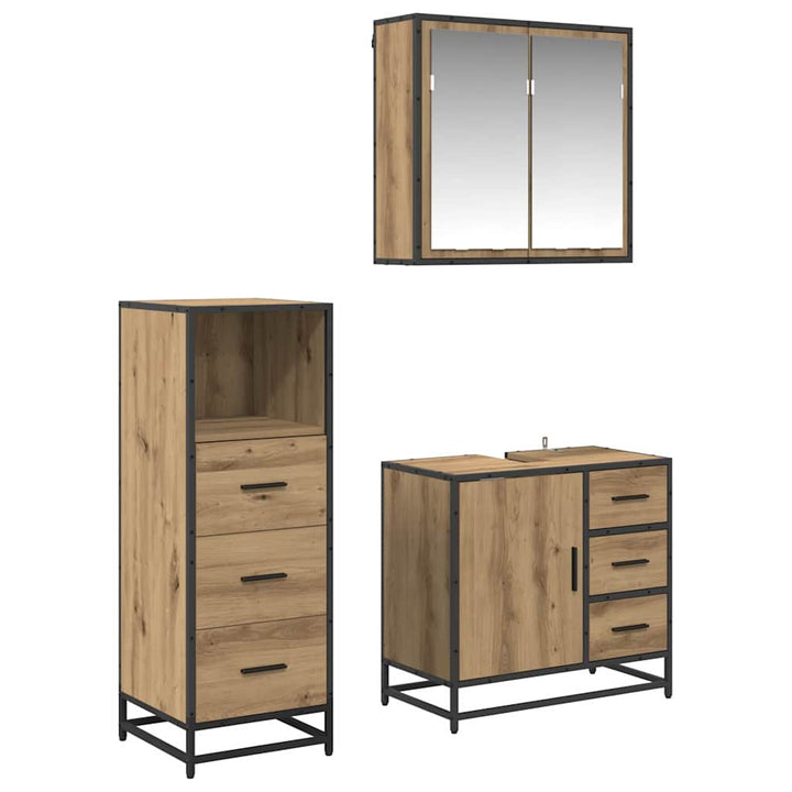 Badeværelsesmøbel sæt 3 pcs artisan eg 35 x 37,5 x 100 cm