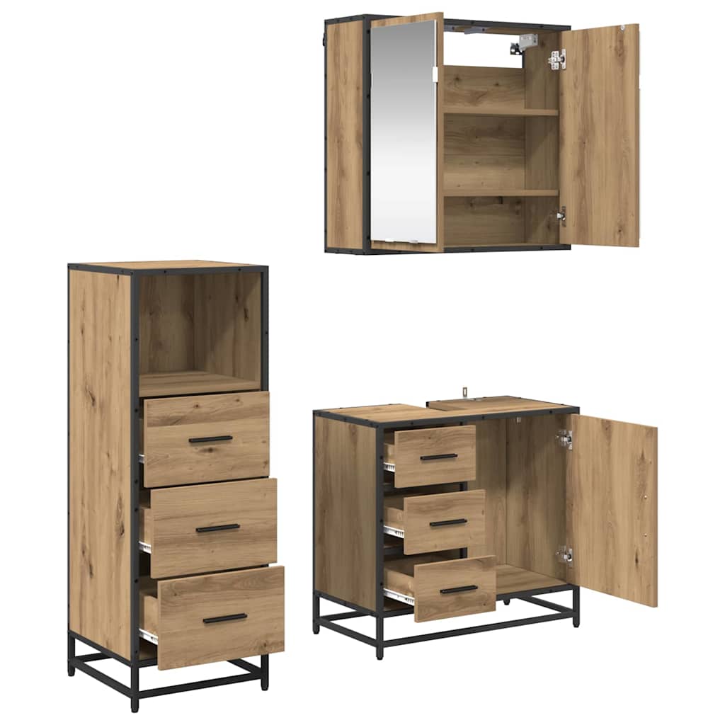 Badeværelsesmøbel sæt 3 pcs artisan eg 35 x 37,5 x 100 cm