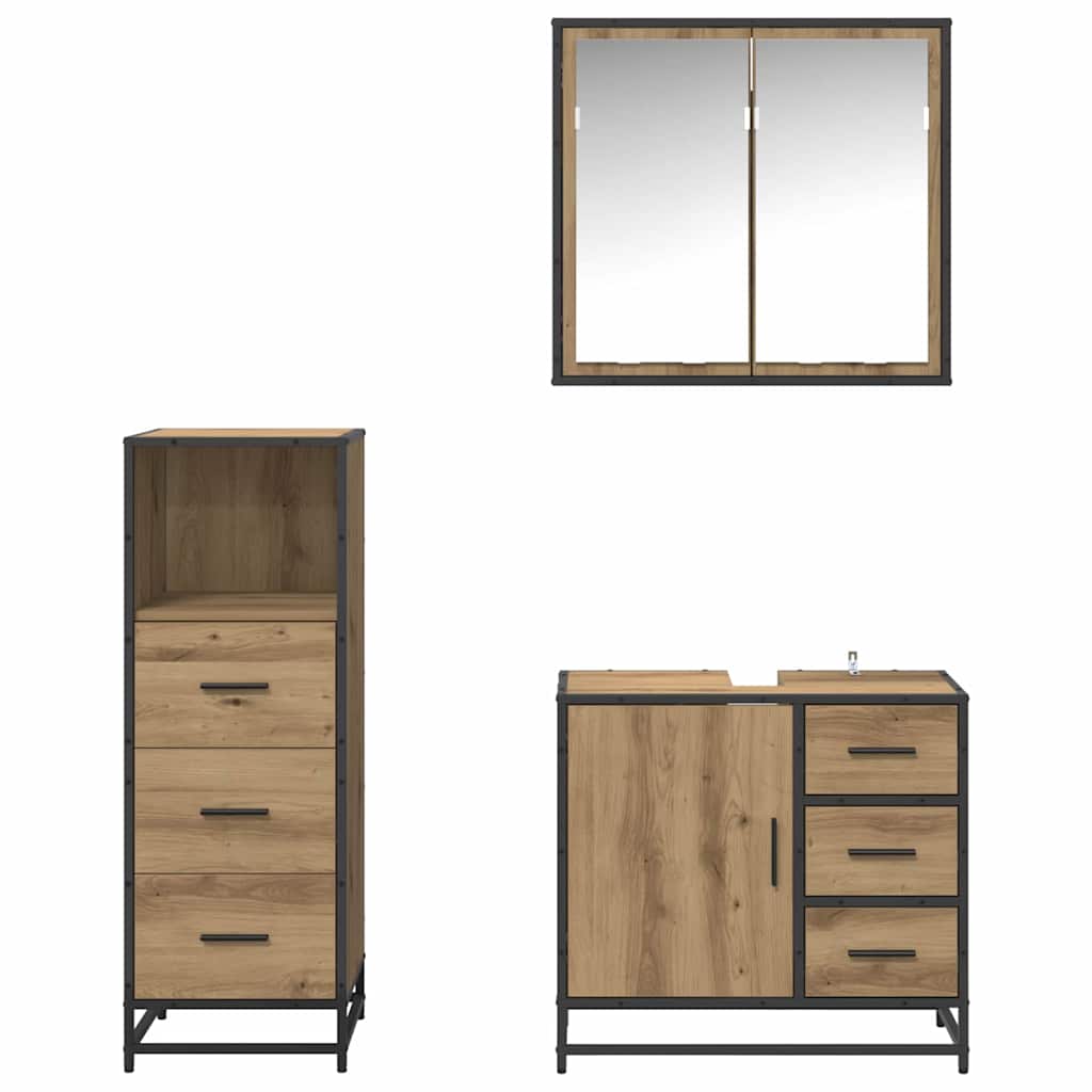 Badeværelsesmøbel sæt 3 pcs artisan eg 35 x 37,5 x 100 cm