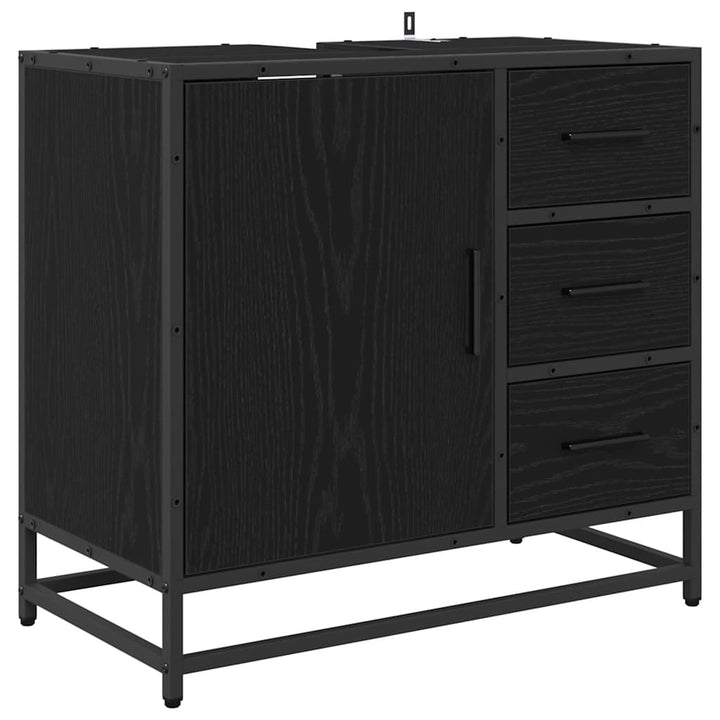 Badeværelsesmøbel sæt med dør 3 pcs Sort eg 35 x 37,5 x 100 cm