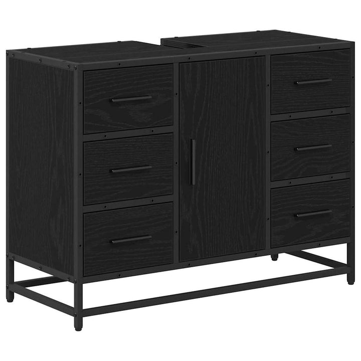 Badeværelsesmøbel sæt med skuffe 2 pcs Sort eg 80 x 33 x 60 cm