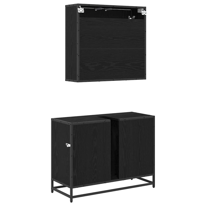 Badeværelsesmøbel sæt med skuffe 2 pcs Sort eg 80 x 33 x 60 cm