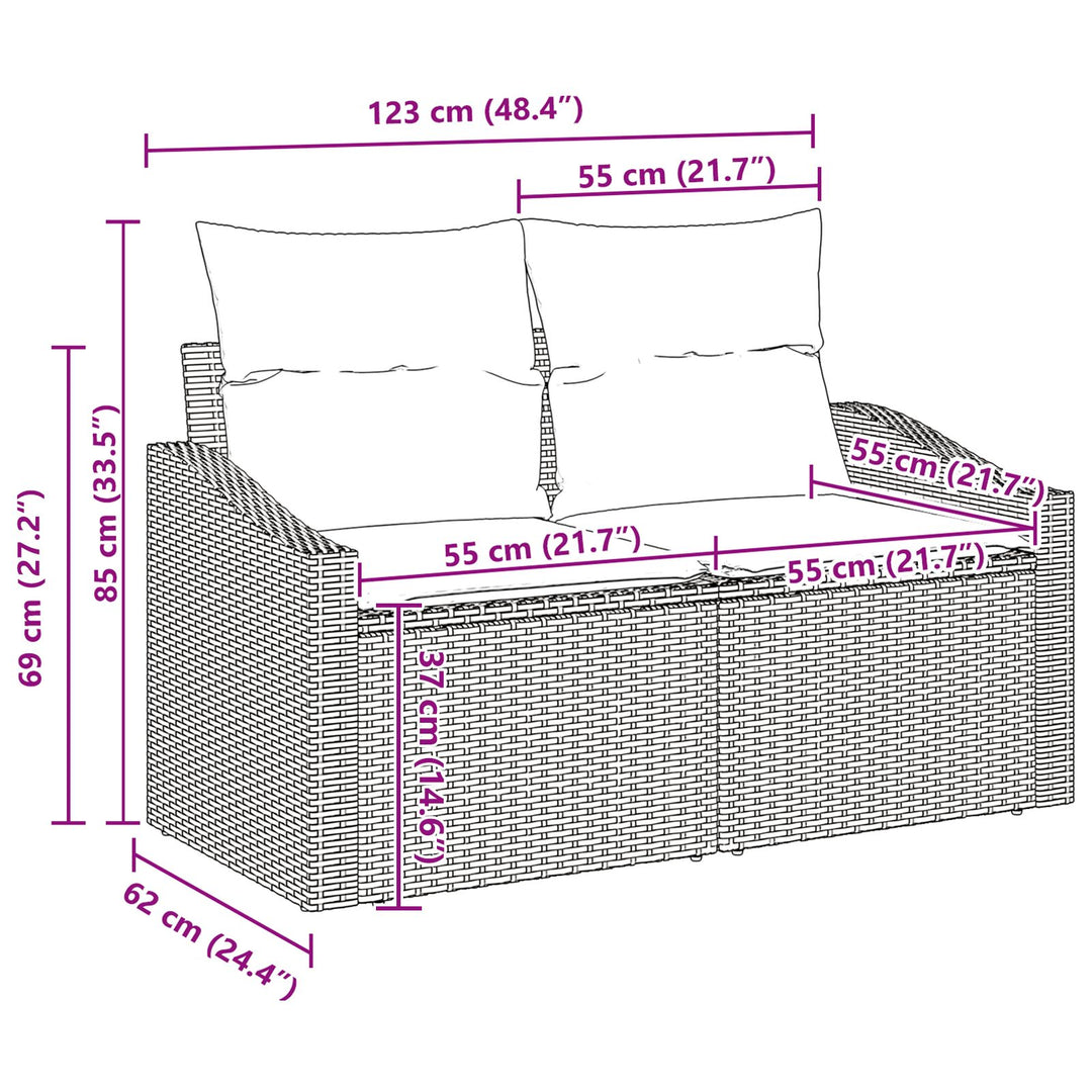Havemøbel Sæt Sæt af 6 Sort Poly Rattan, Polyester, Skum