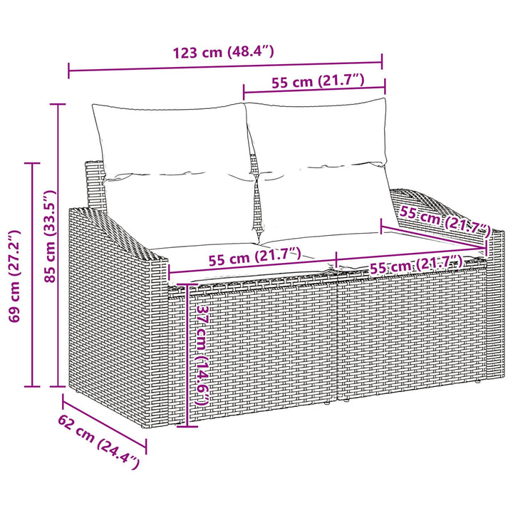 Havemøbel Sæt Sæt af 6 Sort Poly Rattan, Polyester, Skum