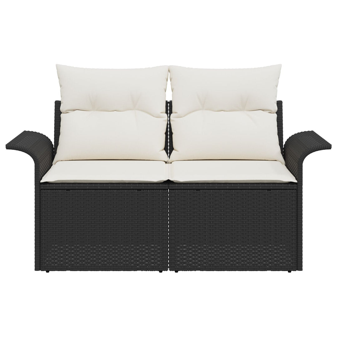 2-personers havensofa med puder sort poly rattan