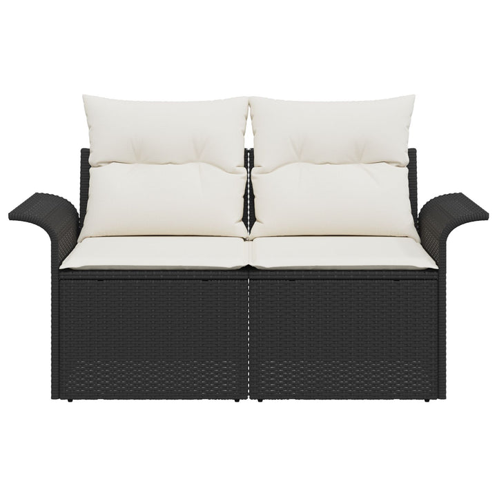 2-personers havensofa med puder sort poly rattan