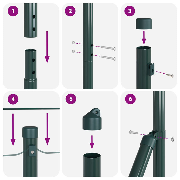 Welded Wire Fence med 7 spike posts Grøn 1.2x10 m Stål