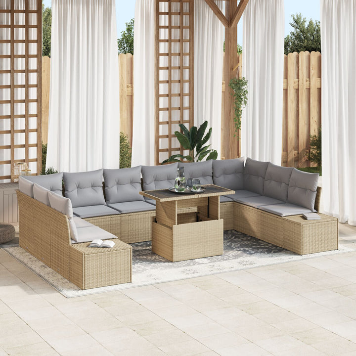 Have Sofa Sæt Sæt af 11 Beige, Grå Rattan, Polyester