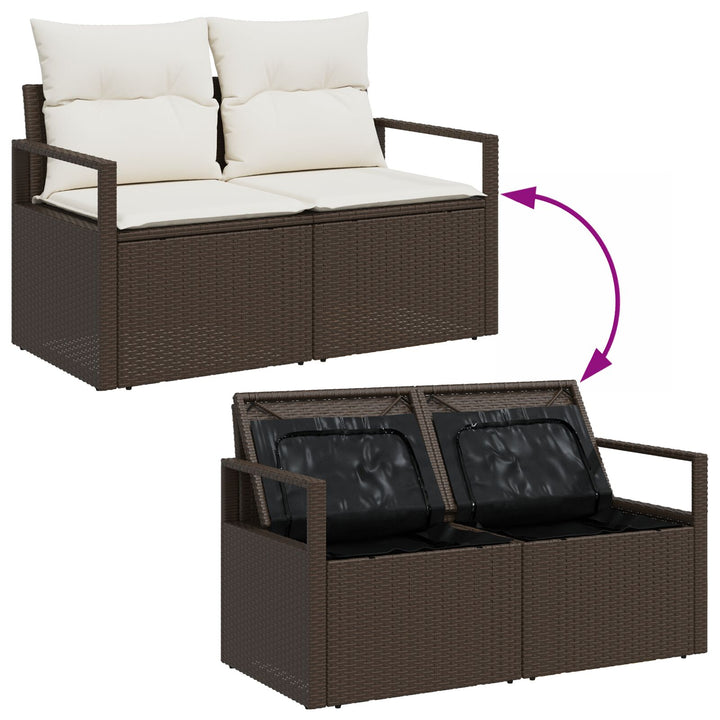 2-personers have-sofa med opbevaring og puder Brun Poly Rattan