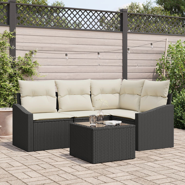 Havens Sofa Sæt 5 Stykker Beige puder og sort ramme