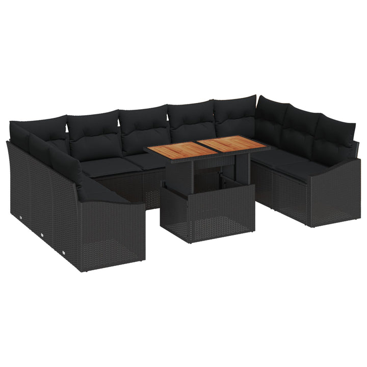 10-dele Have Sofa Sæt med Puder Sort Poly Rattan
