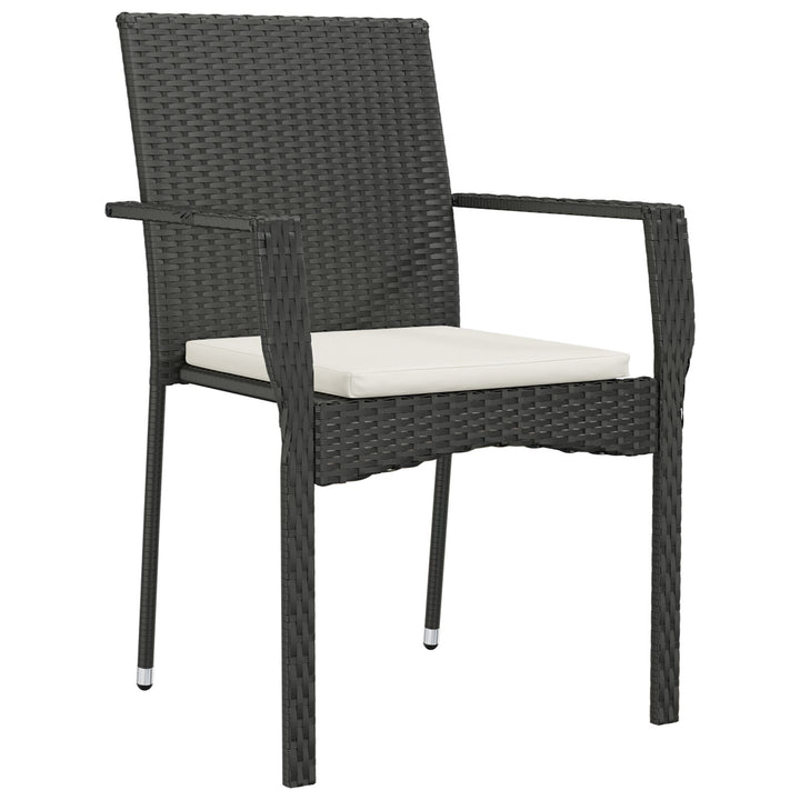 5-delt Havemiddags Sæt med Puder Sort Polyrattan