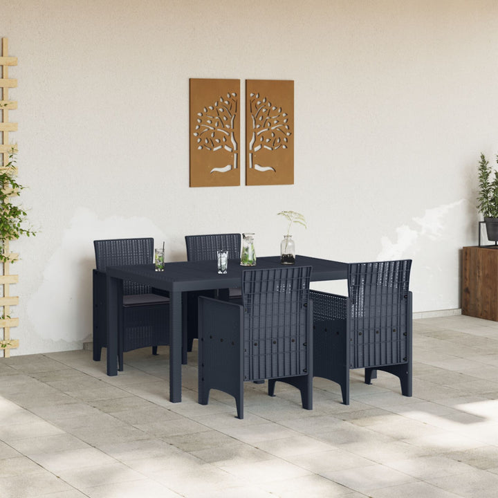 5 del have spisebord sæt med puder Antracit Poly Rattan
