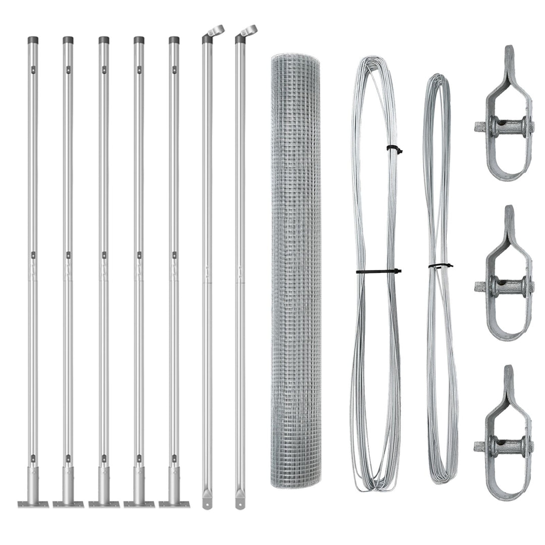Welded Wire Fence med 7 Flangestolper 0.8x10 m Galvaniseret Stål