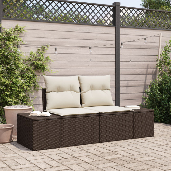 2-personers have sofa med opbevaring og puder Brun Poly Rattan