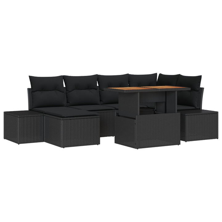 Have Sofa Sæt Sæt af 7 Sort Poly Rattan, Hærdet Glas