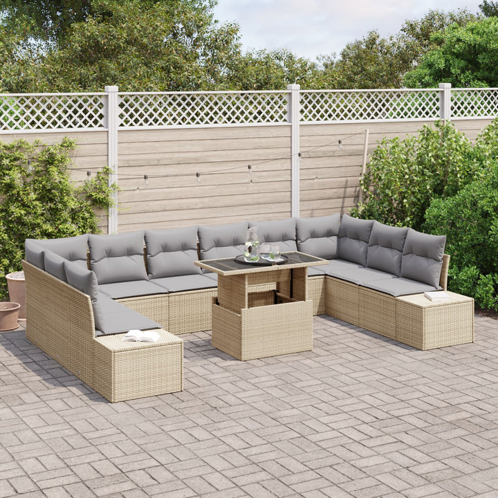 Have Sofa Sæt Sæt af 11 Beige, Grå Rattan, Polyester
