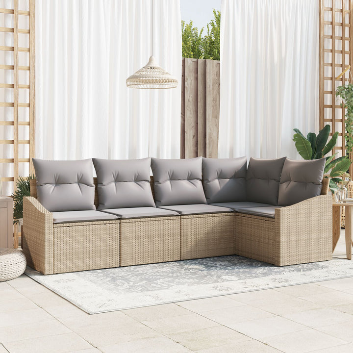 havemøbel sæt Sæt af 5 Beige Rattan Udendørs sofa Andet