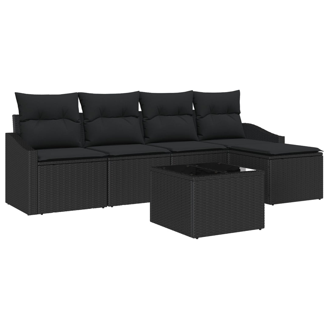 Havemøbel Sæt Sæt af 6 Sort Poly Rattan, Polyester, Skum