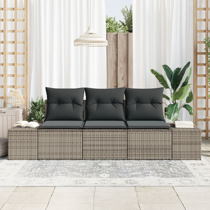 3-delt have sofa sæt med puder grå poly rattan
