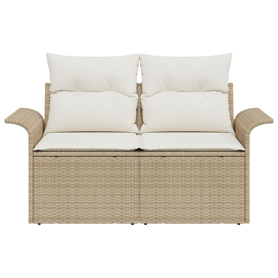 2-personers Have Sofa med Opbevaring & Puder Beige Poly Rattan