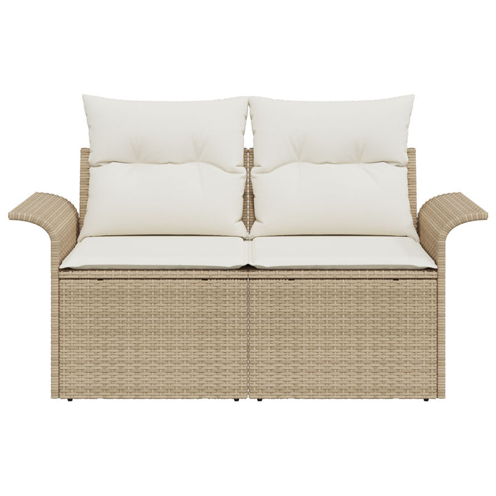 2-personers Have Sofa med Opbevaring & Puder Beige Poly Rattan