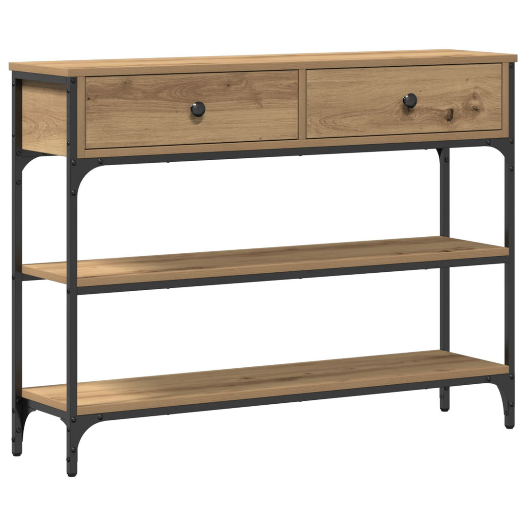 Konsolbord Artisan Egetræ 100x25x75 cm Konstrukteret Træ & Stål