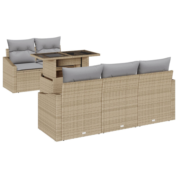 Have Sofa Sæt 6-delt Beige Rattan Udendørs Sofa Rektangulær