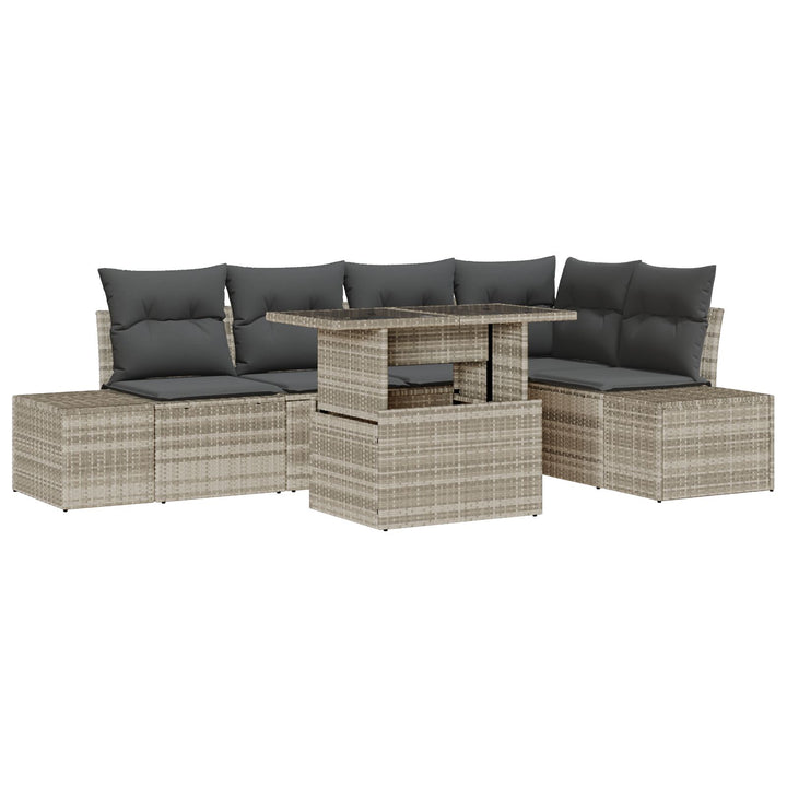 Have Sofa Sæt 6 dele Beige, Grå Rattan, Polyester, Stål