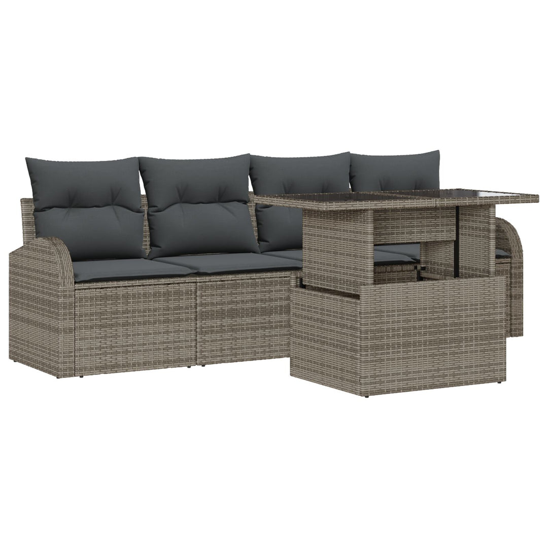Have sofa sæt Sæt af 5 Grå Rattan, Polyester Udendørs bord