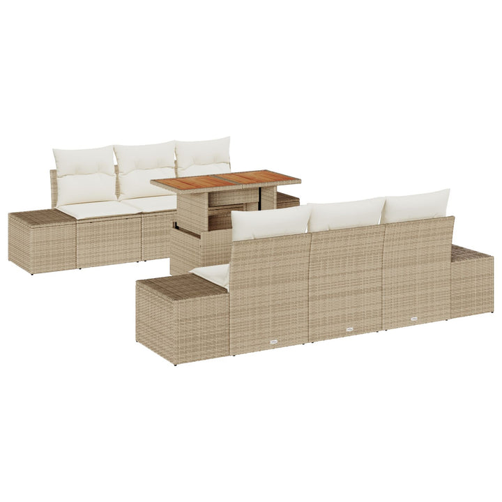 Have Sofa Sæt 7 dele Beige, Creme Rattan, Stof Udendørs Spisesæt